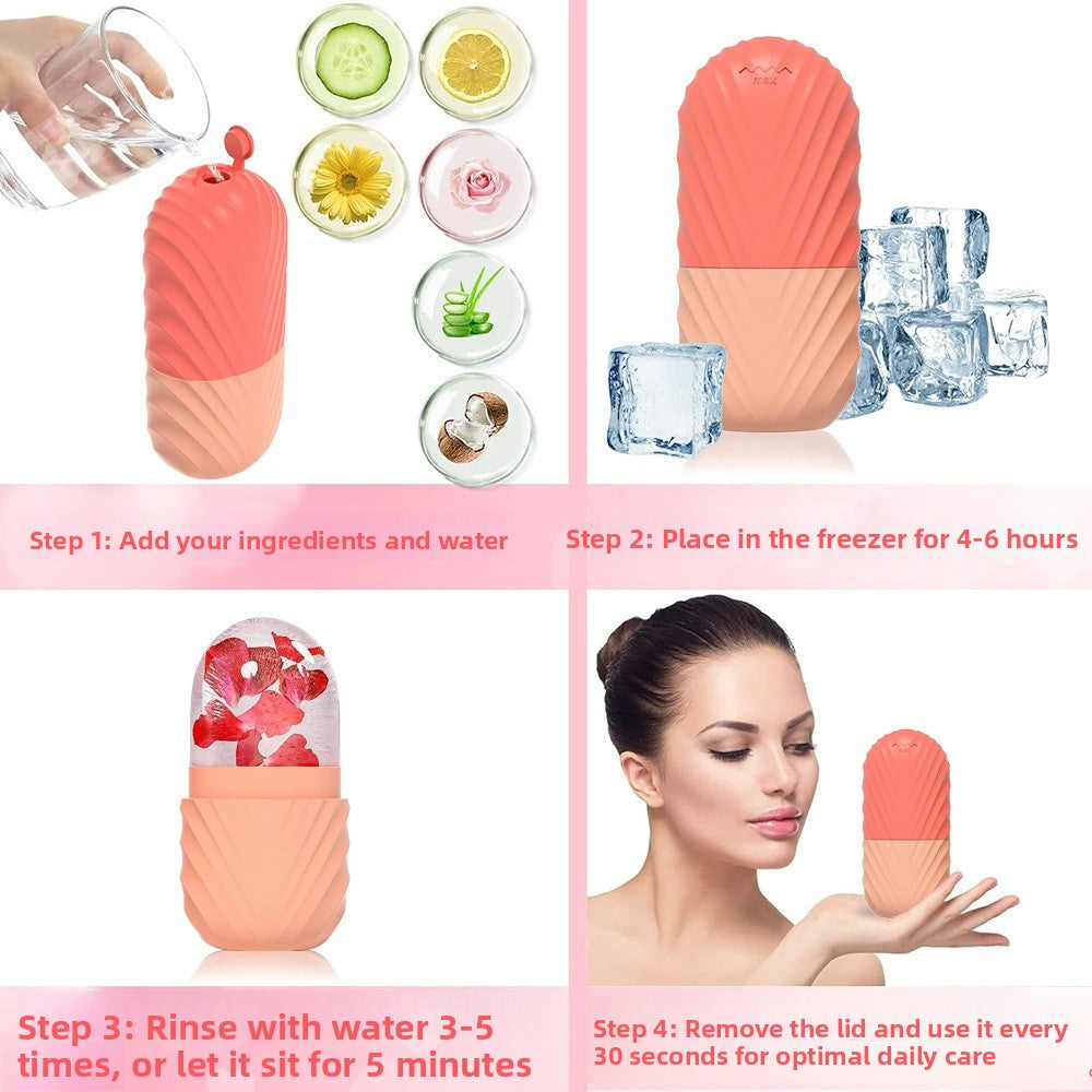 Ice cube mold for reducing swelling and massaging