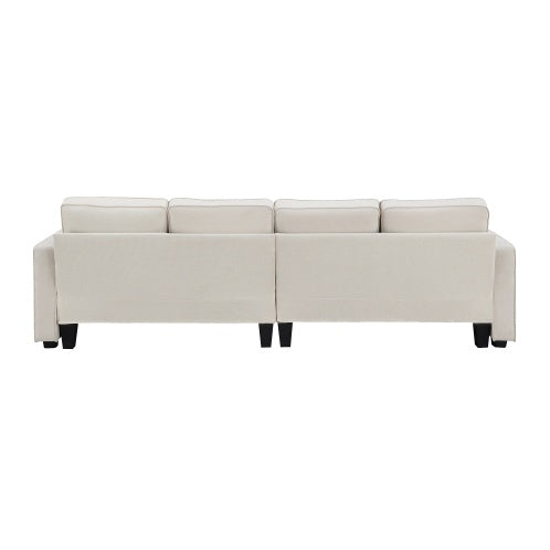 Seater Modern Linen Fabric Sofa With Armrest Pockets And 4 Pillows,Minimalist Style Couch For Living Room, Apartment, Office,3 Colors