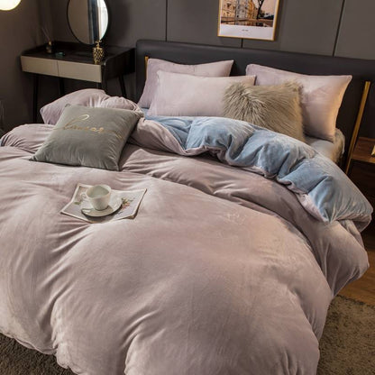Double Bed Surface Plus Flange Flannel Product Three Thick Bed Sets